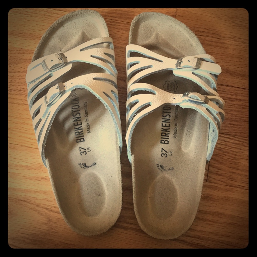 White Birkenstocks, size 6